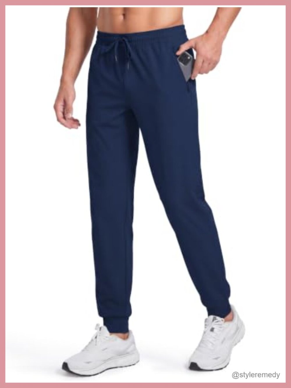Tall Men's Joggers 34in Inseam 3 Zipper Pockets 83% Polyester 17% Elastane